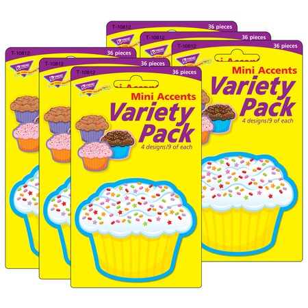 Trend Enterprises Cupcakes Mini Accents Variety Pack, 36 Pieces, PK6 T10812
